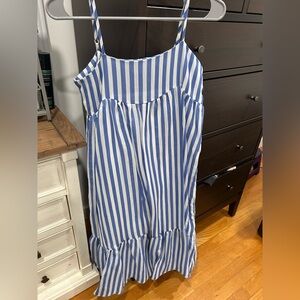 Blue and white vertical striped midi dress! Perfect vacation dress!